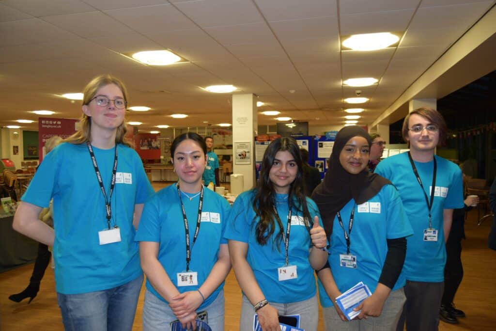 Students with lanyards on
