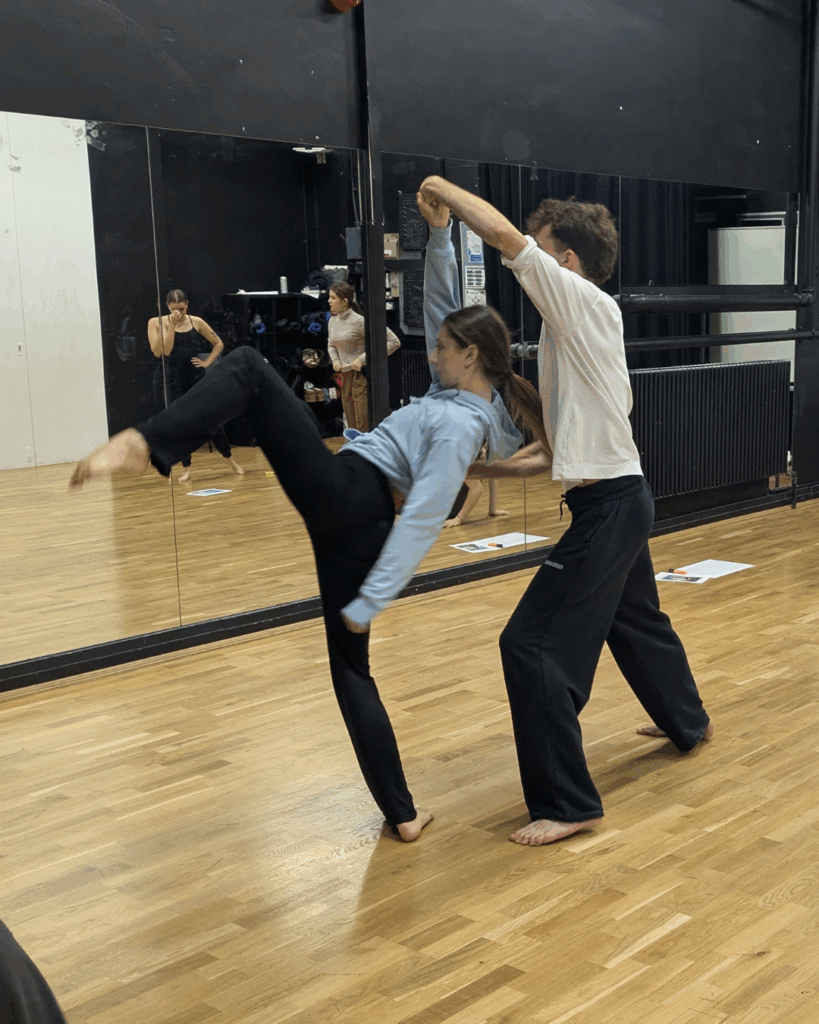 Two students in the dance studio
